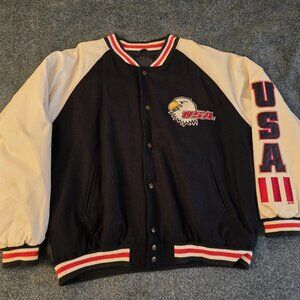 Steve And Barry's Jacket Men's XL USA Eagle Varsity Wool American Flag Bomber
